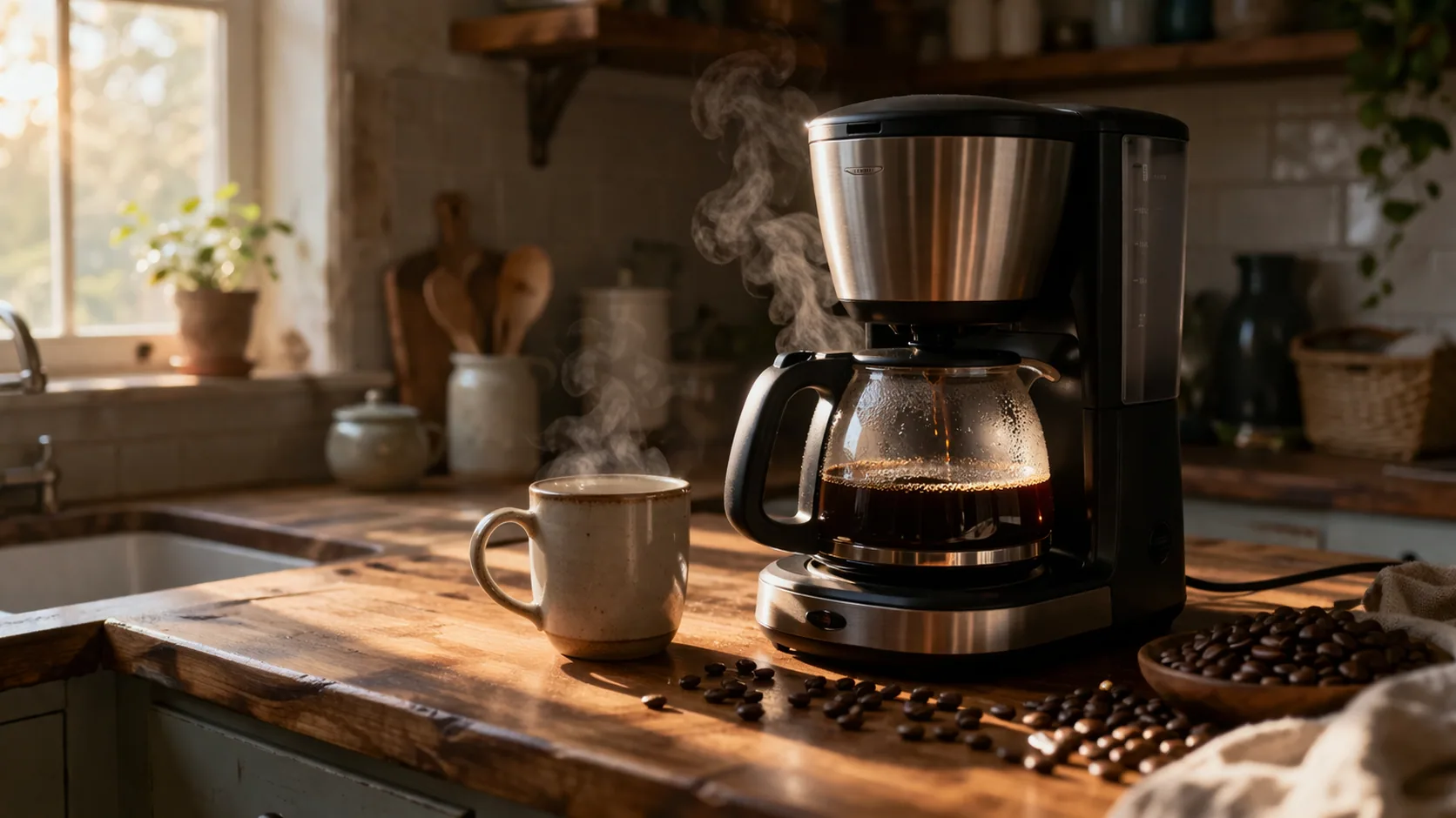 Coffee maker picks for 2026 arranged on a kitchen counter with full carafes